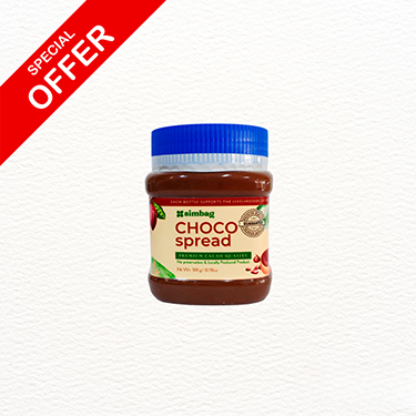 Simbag chocolate spread in a jar with blue lid