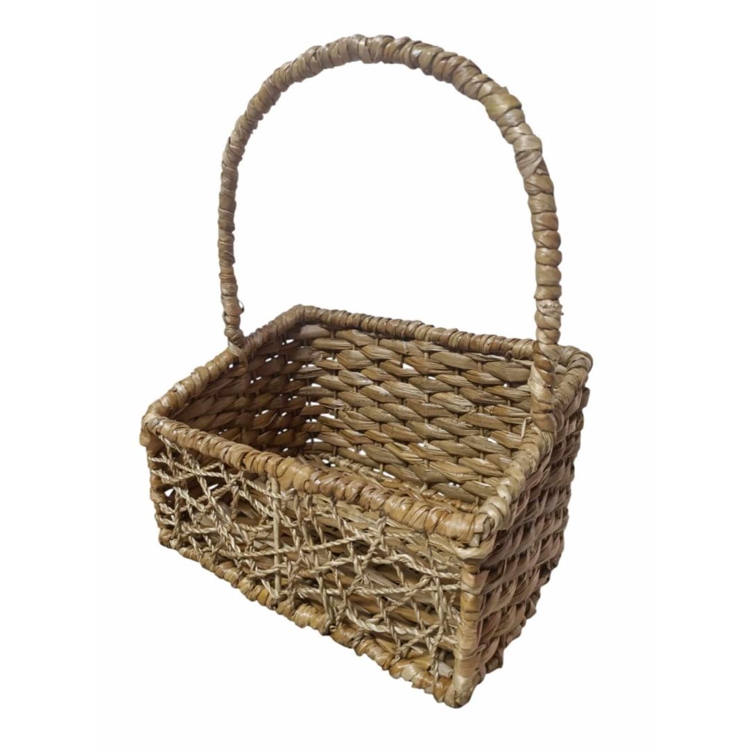 rectangle slanting woven basket with handle