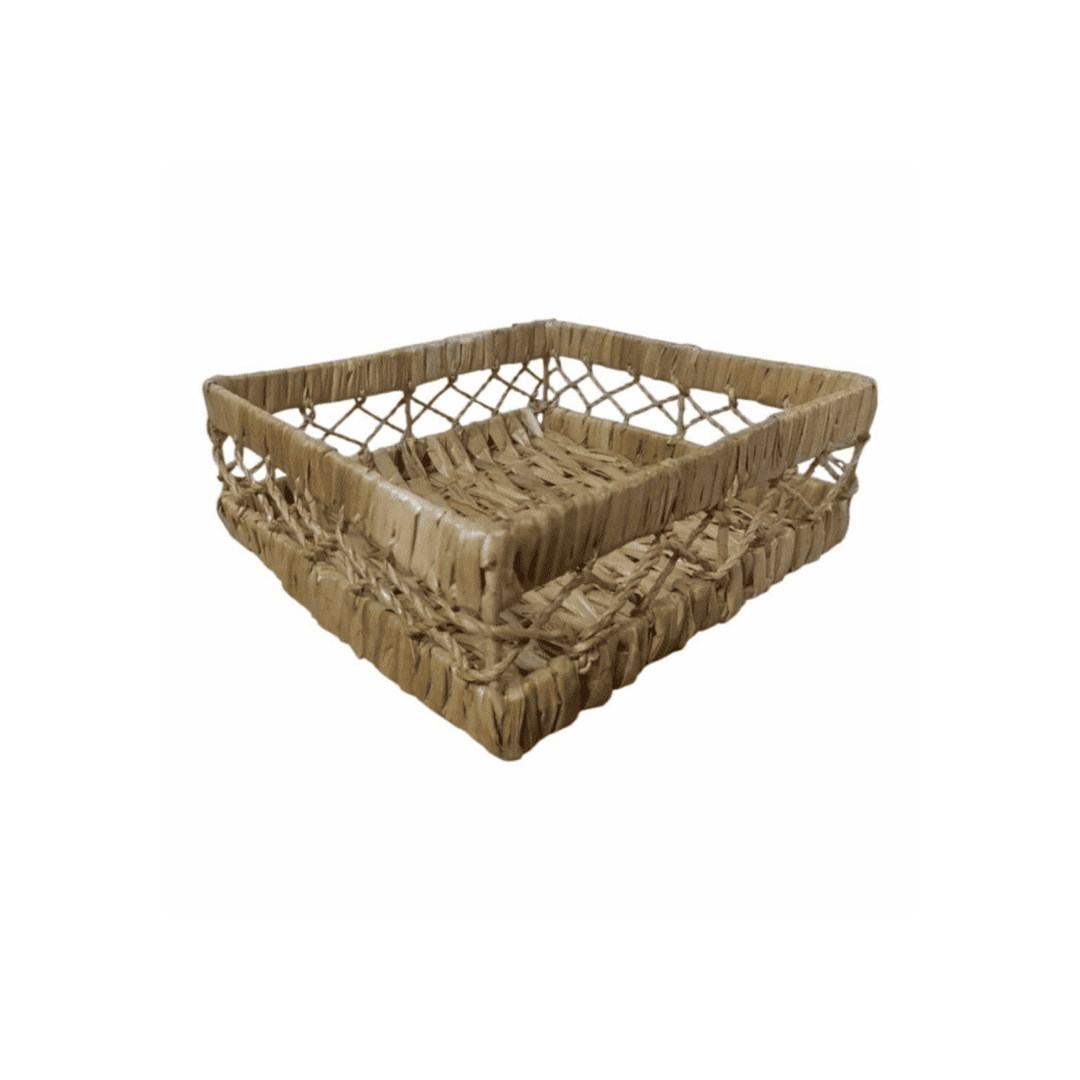 Square Tray – Flat Bangkuang with X-Design Rope