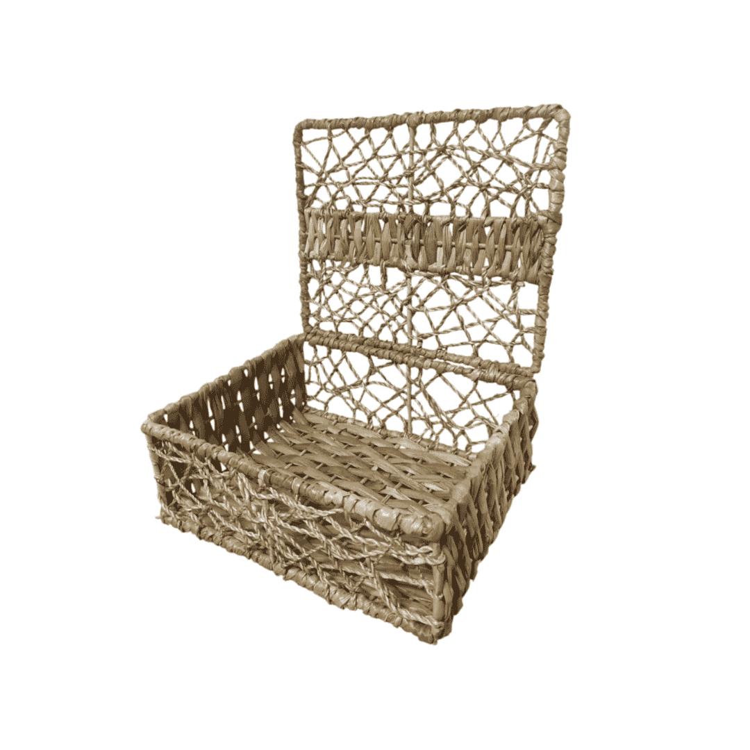 rectangular woven basket with cover for wine