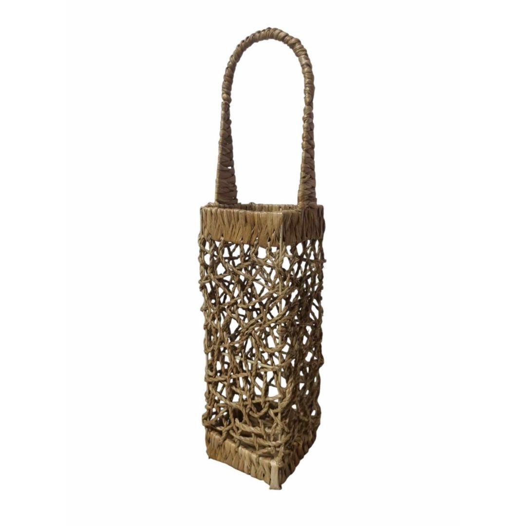 woven basket for wine with handle