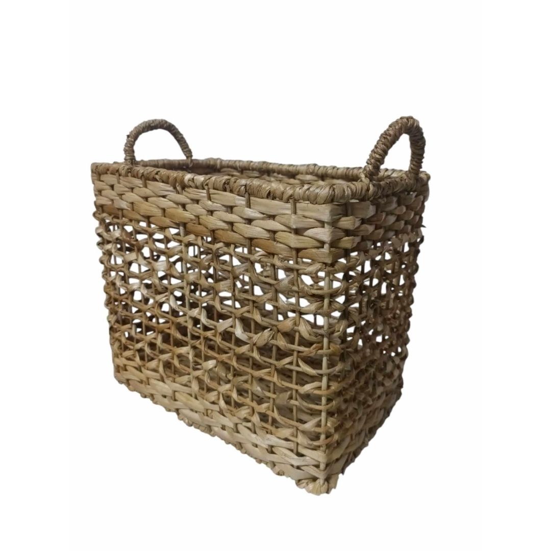 rectangular woven basket with handles
